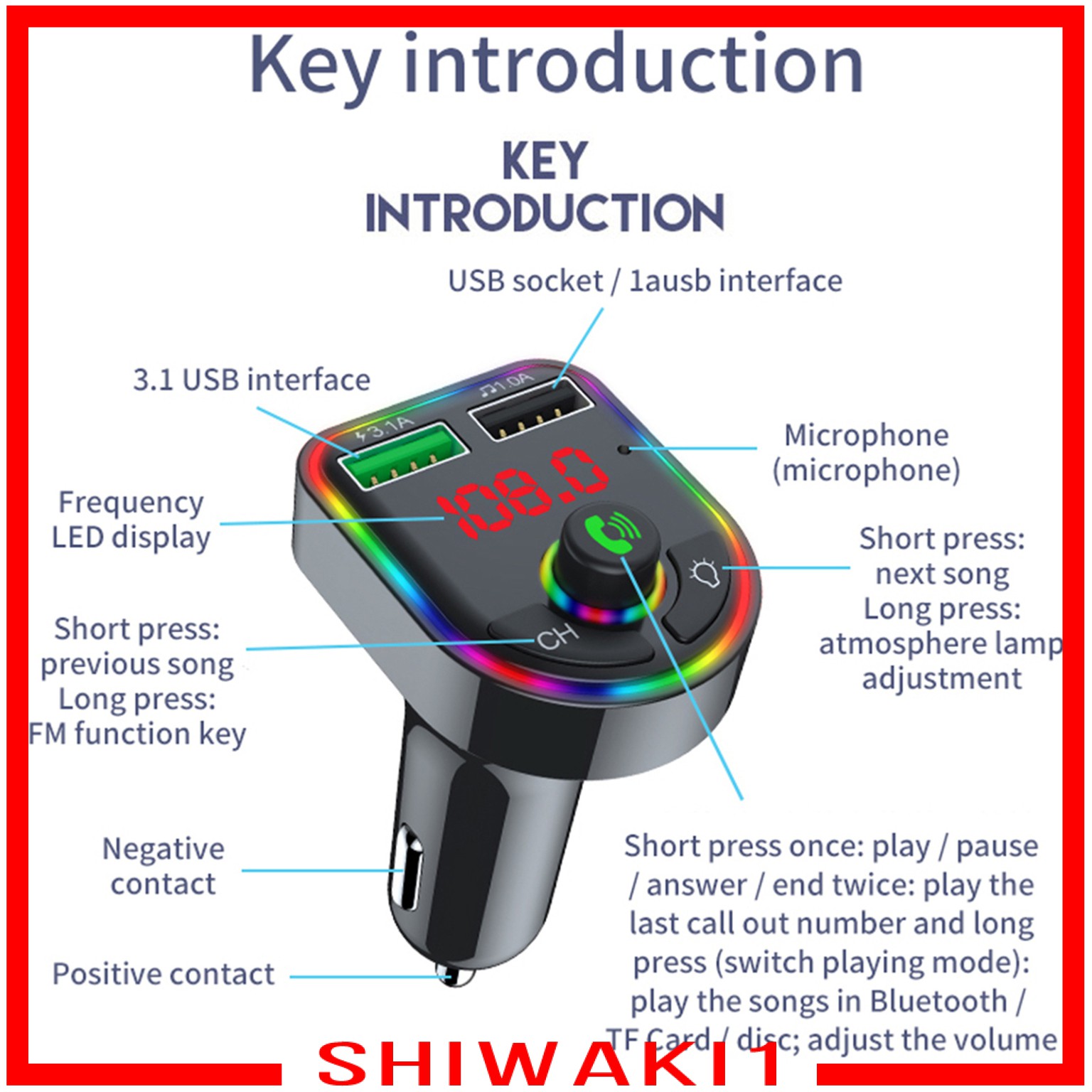 Máy Phát Tín Hiệu Bluetooth V5.0 Shiwaki1 Chuyên Dụng Cho Xe Hơi
