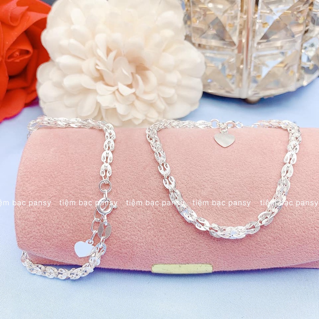 Lắc tay bạc nữ PANSY hoạ tiết đuôi phụng sang chảnh, vòng tay nữ chuẩn bạc ta cao cấp