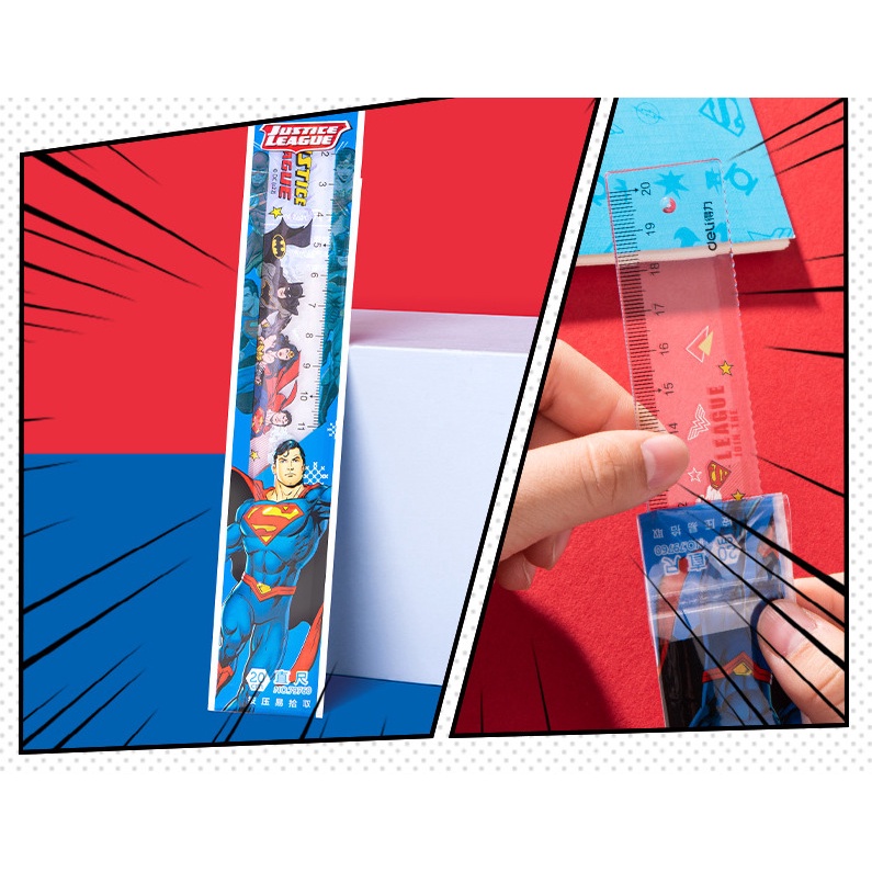 Thước nhựa Deli in hình siêu nhân - 15/20cm - 79759/79760