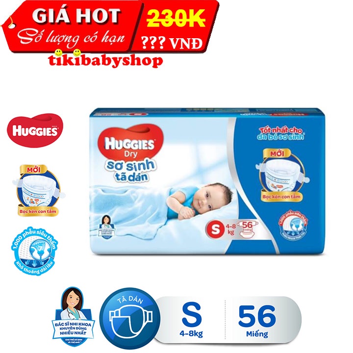 Tã dán sơ sinh Huggies NB74/ S56/ S88