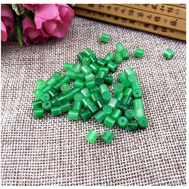 1 viên charm đá ống trụ tự nhiên 5mm, lỗ xỏ 1mm mix vòng-MH 2638