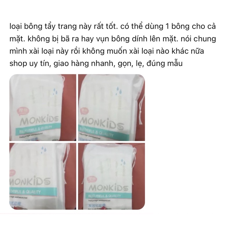 Bông Tẩy Trang Monkids 100% cotton (100miếng/gói)