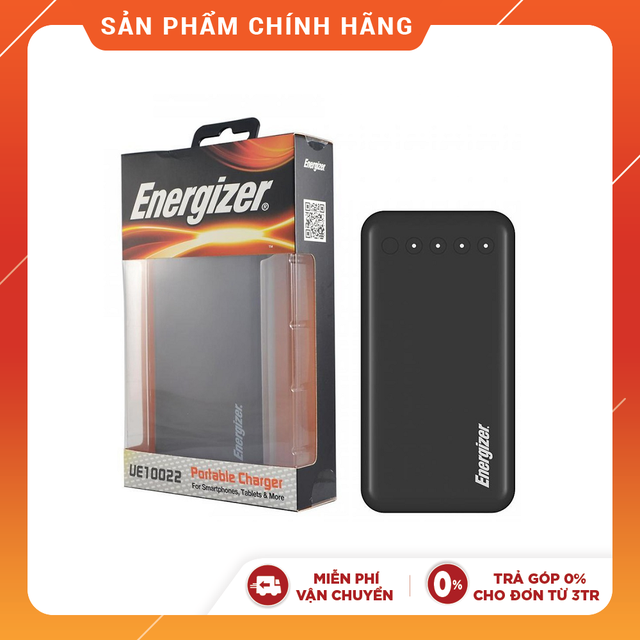 [Mã ELMALL8 giảm 8% đơn 500K] Pin Sạc Dự Phòng Energizer Chiến Binh 10.000mAh Lõi Lithium Polymer - UE10022 | BigBuy360 - bigbuy360.vn