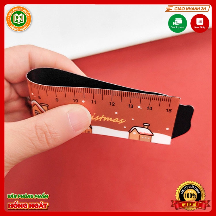 Thước kẻ học sinh chủ đề giáng sinh có nam châm chiều dài 15cm, văn phòng phẩm đồ dùng học tập làm quà noel N017