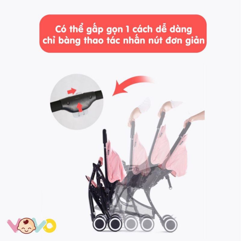 Xe đẩy Vovo 2 chiều gấp gọn