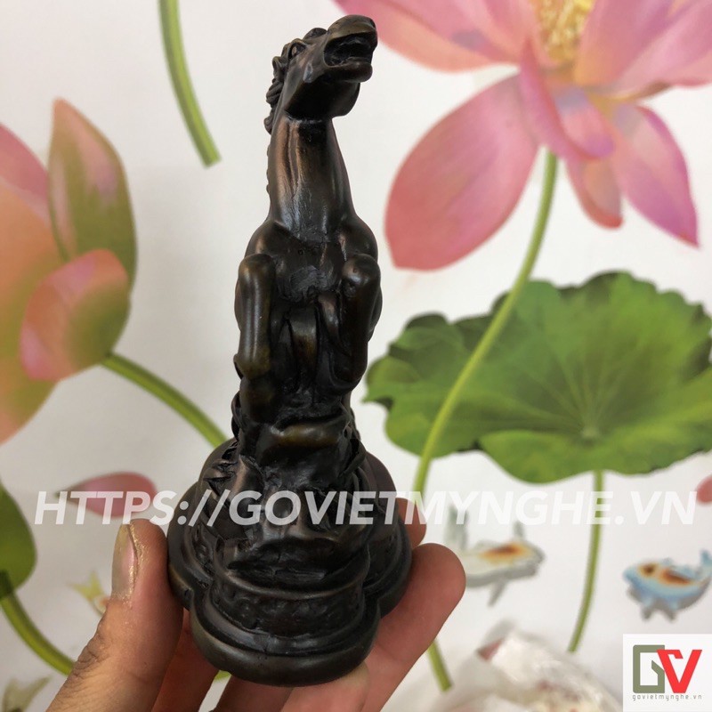 Tượng Đá Trang Trí Ngựa Phong Thủy - Màu nâu đen - Cao 12cm