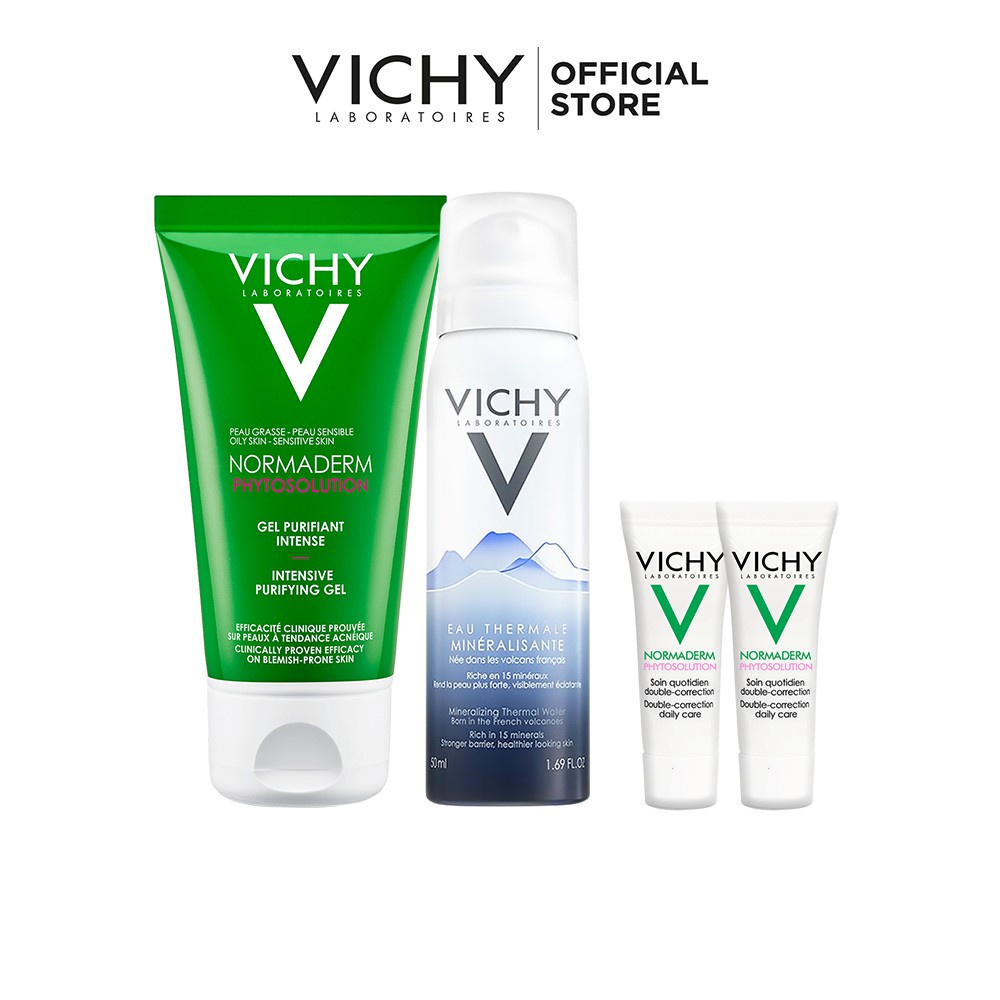 Bộ trải nghiệm dưỡng da dành cho da dầu mụn Vichy Normaderm Phytosolution