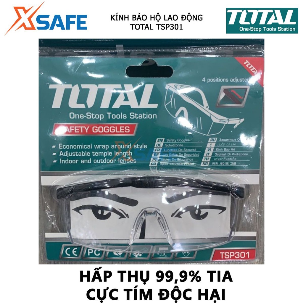 Kính bảo hộ lao động TOTAL TSP301 Kính chống giọt bắn, chống tia UV, trọng lượng nhẹ, thoải mái - Chính hãng