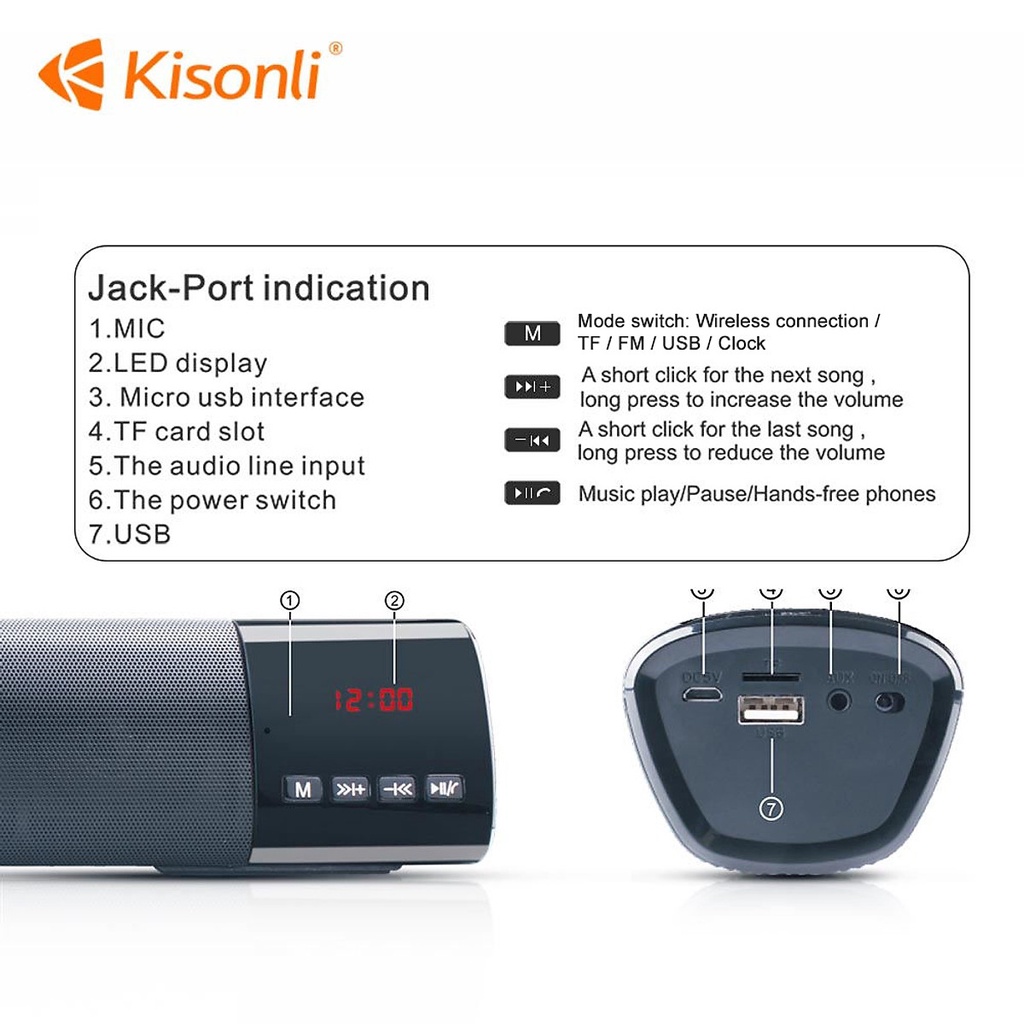 Loa Bluetooth Không Dây Mini kisonli led 800B Âm Thanh Hay, Nghe Nhạc Cực Đã, Giá Cực Rẻ Chất Lượng Tốt
