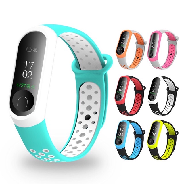 Dây đeo silicon màu trơn thay thế cho đồng hồ thông minh Xiaomi Mi Band 3 4 5 Strap Double Color Original Silicone Strap Replacement Wrist Strap Band Wriststrap Miband 3 4 5 Wristband Smartwatch