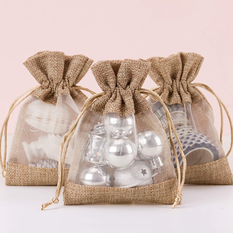 Set 20 Túi Dây Rút Bằng Vải Bố Kích Thước 4X5.5 Inch