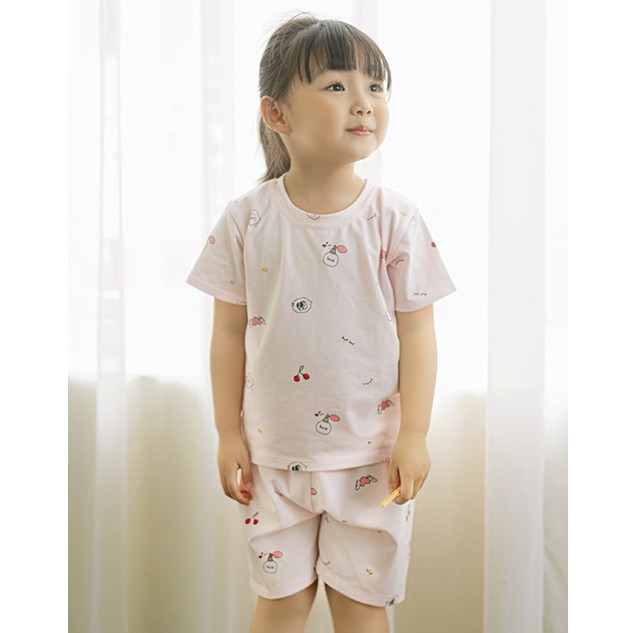 TANOSA KIDS Bộ Cộc Tay Cho Bé Gái Hình Qủa Cherry Chất Cotton Mềm Mịn Thoáng Mát 1-5 Tuổi