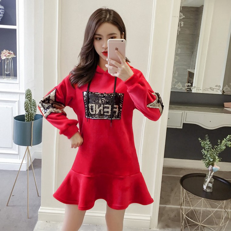 [ORDER TAOBAO/TMALL 073 ] Váy hoodie nỉ nhung xòe đuôi cá STAR