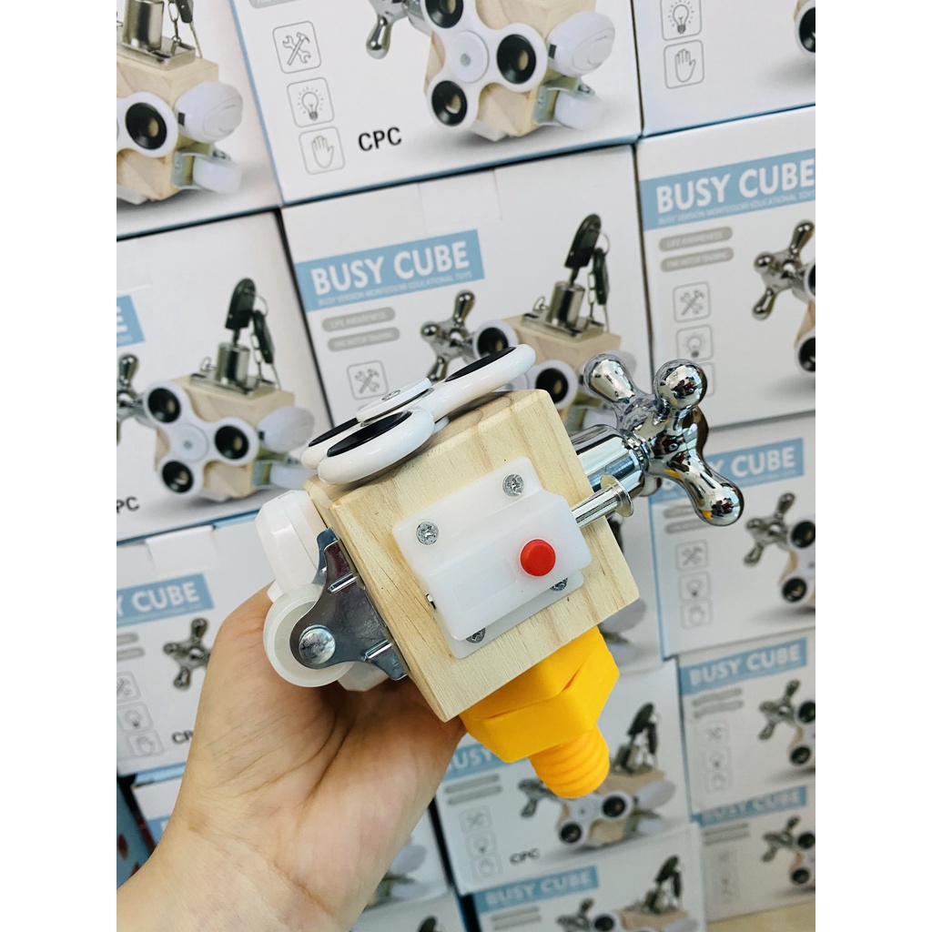 Hộp Bận Rộn Busy Cube Chất Liệu Gỗ Tự Nhiên An Toàn Cho Bé