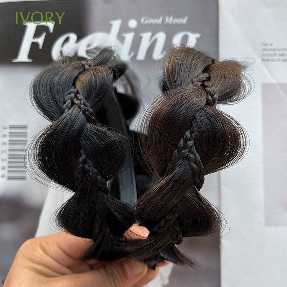 Băng Đô Đội Đầu Kiểu Tóc Giả Thắt Nút Đơn Giản Dễ Thương Không Trượt Vành Rộng Cho Nữ Rửa Mặt