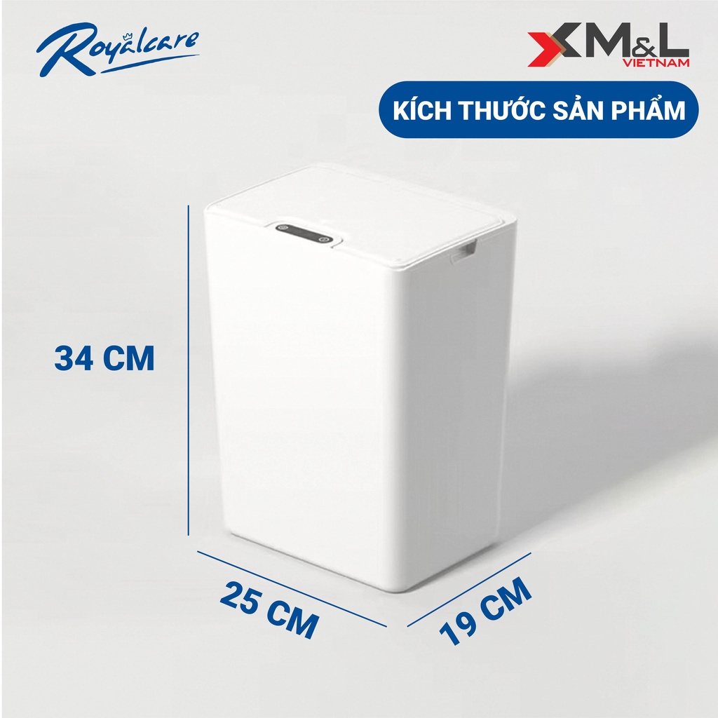 Thùng rác cảm ứng thông minh Royalcare dung tích 15L màu xám