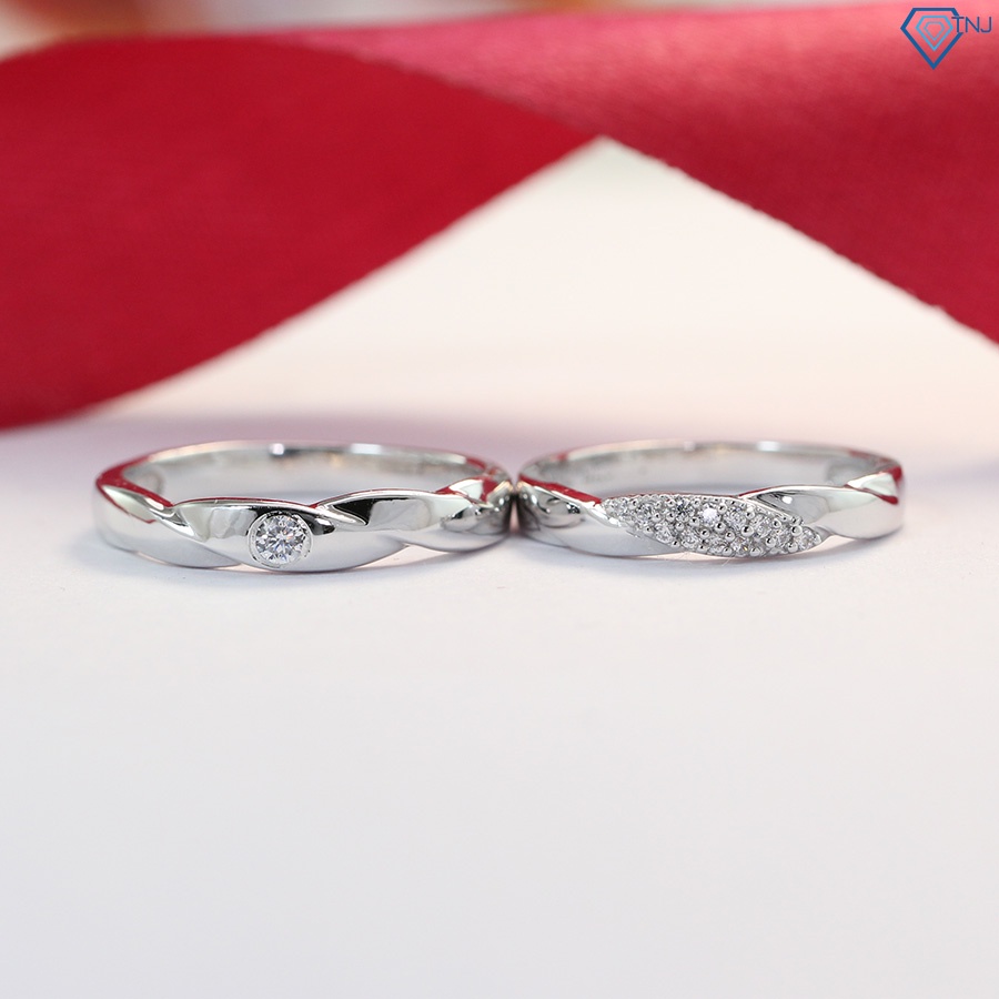 Nhẫn cặp bạc nam nữ đính đá khắc tên theo yêu cầu ND0381 Trang Sức TNJ