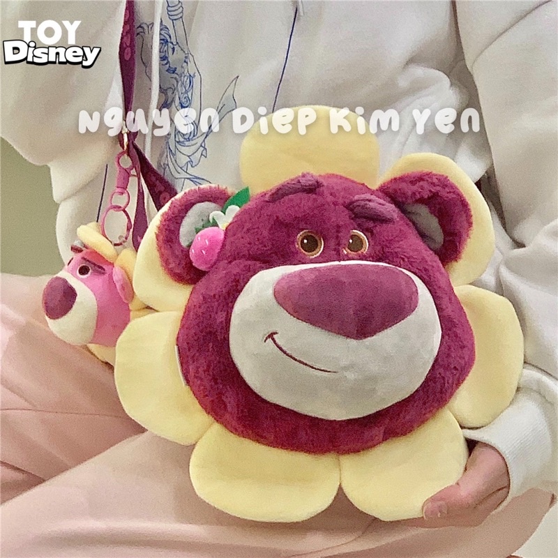 Túi gấu dâu Losto xinh xắn tặng kèm móc khoá Flowers