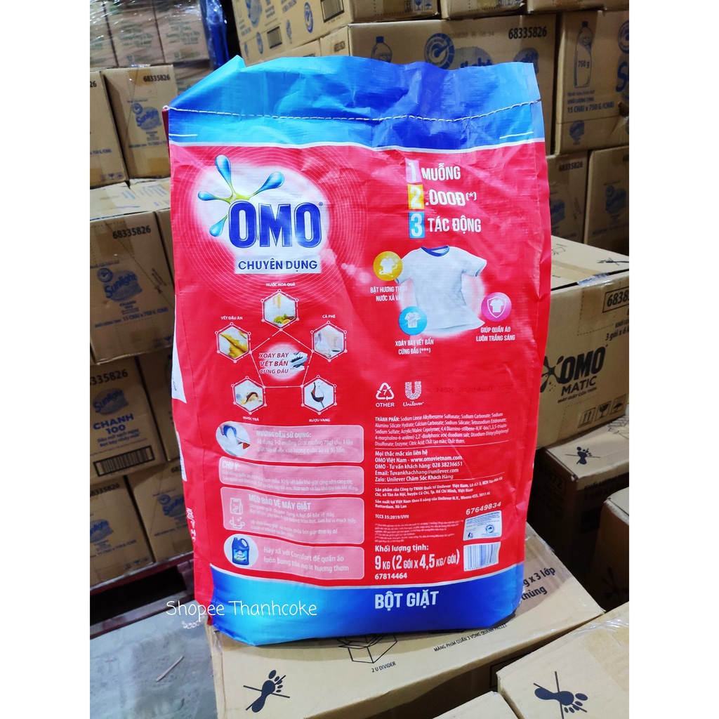 [Hoả Tốc] OMO BỘT GIẶT 9KG CHUYÊN DỤNG cho máy cửa trên, cửa trước, giặt tay 9 kí