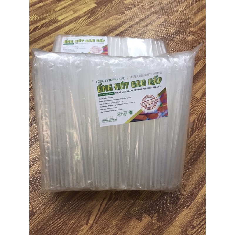 Ống Hút Bọc Màng Sinh tố, Trà Sữa, trân Châu Phi 8-12 Túi 500g Màu Trắng - Loại Hút sinh tố, Trân Châu/ Topping