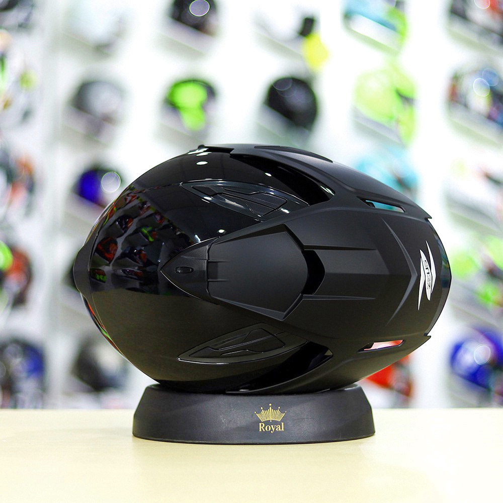 Mũ 3/4 2 Kính Zeus 613B Đen Bóng Tặng Kèm Mái Che Có Thể Tháo Rời