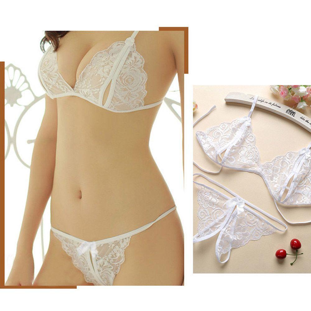 Set Áo Ngực &amp; Quần Lót Nữ G-String Họa Tiết Ren Hoa