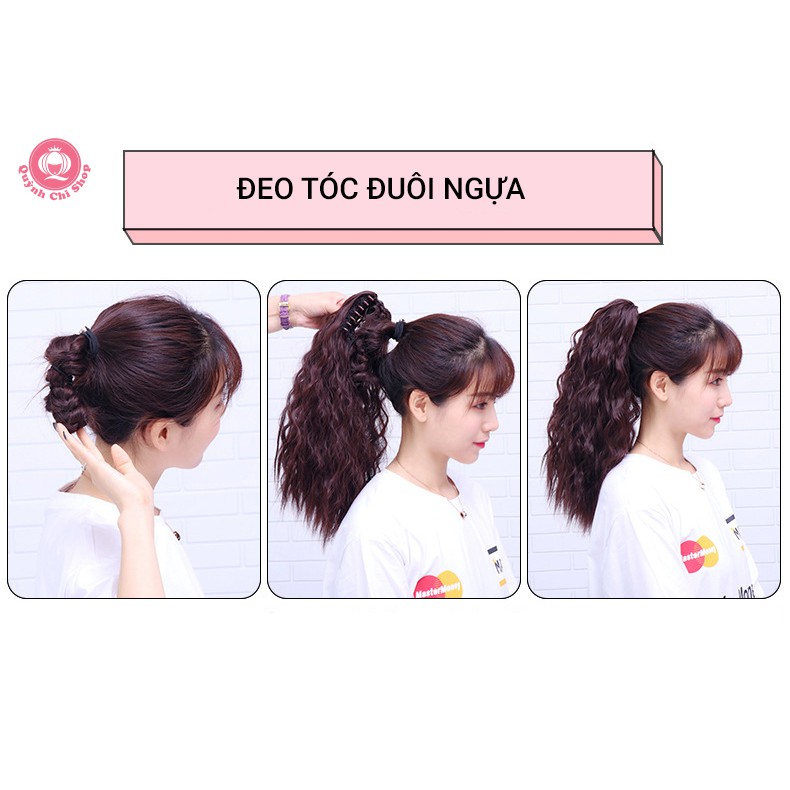 Tóc giả ngoặm đuôi xoăn xù lửng 40 cm, tóc CAO CẤP phong cách sao Hàn Quốc