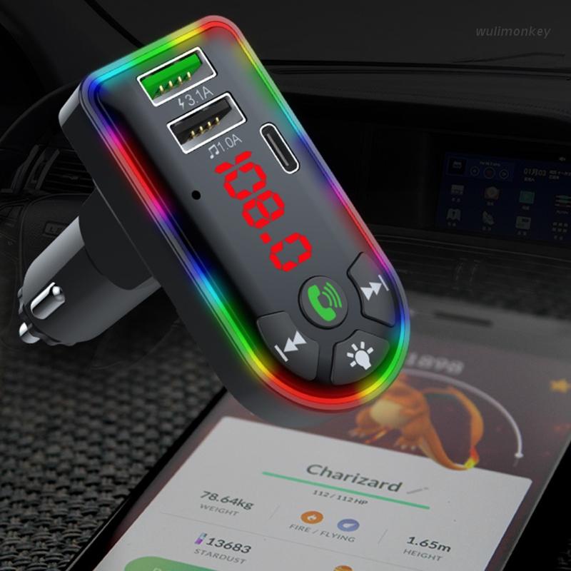 WU Car MP3 Music Player Bluetooth-compatible 5.0 FM Transmitter DC5V USB Charger