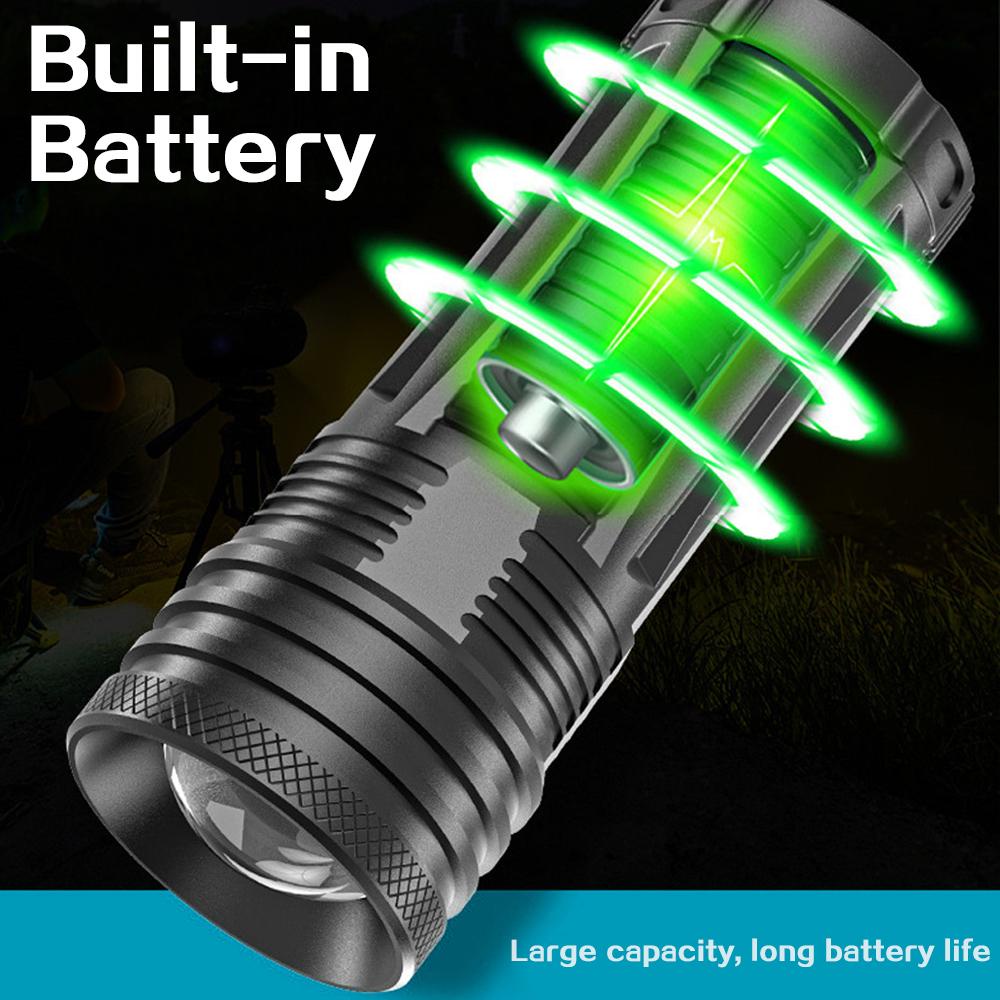 Mới đèn pin 4 bóng led ánh sáng trắng/ tím/ vàng chống thấm nước kèm giá đỡ tiện dụng