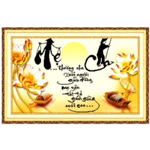 Tranh đính đá Công Ơn Cha Mẹ 75x48cm