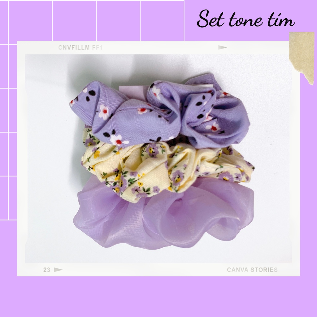 [Handmade] Set 3 cột tóc scrunchies dễ thương mix ngẫu nhiên dành cho bạn nữ