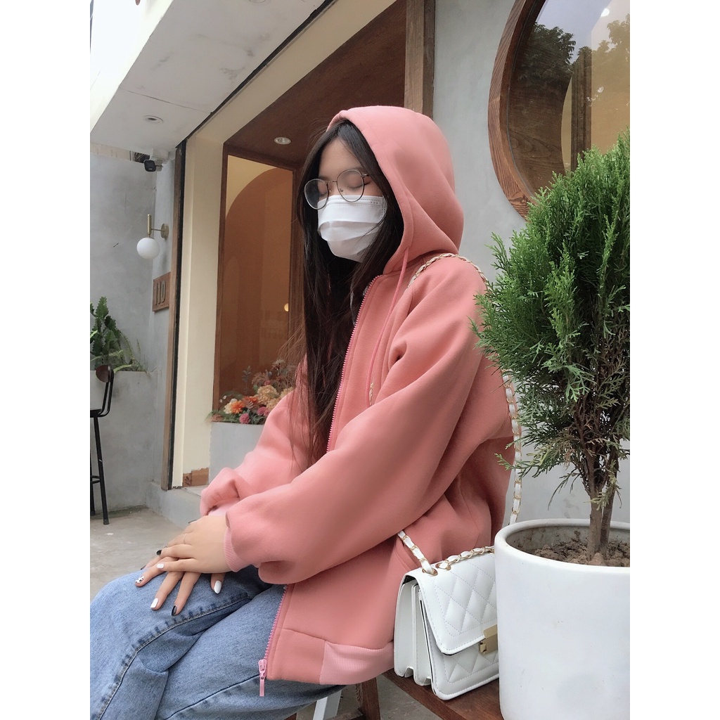 Áo khoác hoodie zip Áo khoác nam nữ, áo hoodie khoá kéo nỉ bông form rộng, tay phồng cho nam nữ | BigBuy360 - bigbuy360.vn
