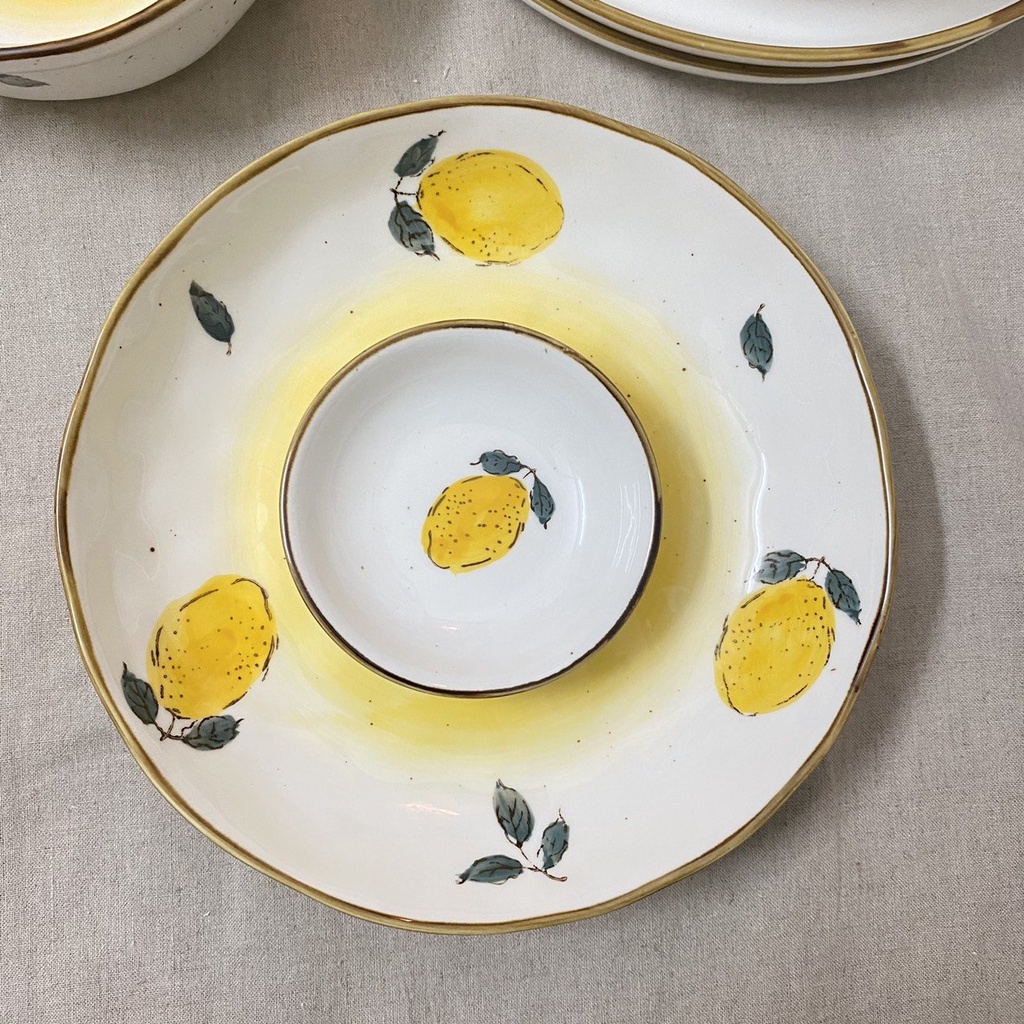 Ảnh thật bát đĩa chanh vàng cam, tô sứ vẽ tay cao cấp, phụ kiện bàn ăn: 6.72