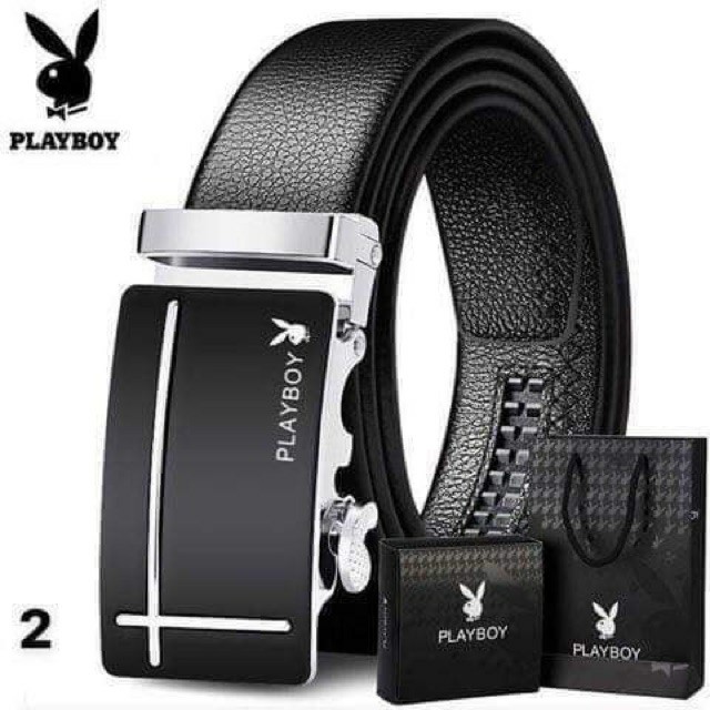 [Dây nịt] Thắt Lưng Da Nam Hàng Hiệu PLAYBOY Khóa Cài Cao Cấp. Dây Lưng Nam Da Bò 100% Mạ Bạc Nam Tính Chính Hãng GC305