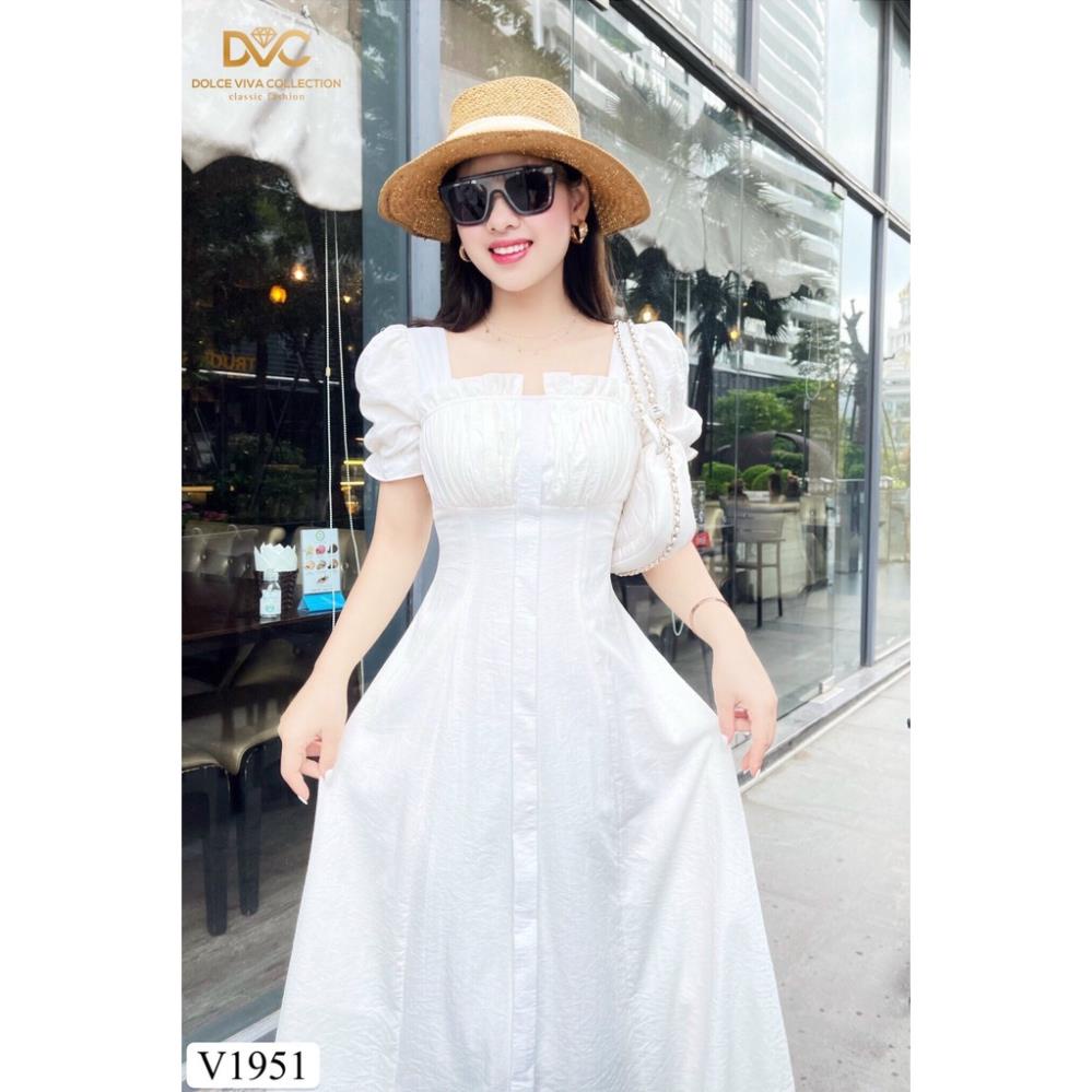 VÁY TRẮNG XÒE THIẾT KẾ V1951  - DOLCE VIVA COLLECTION VAY-BIGTREESTORE