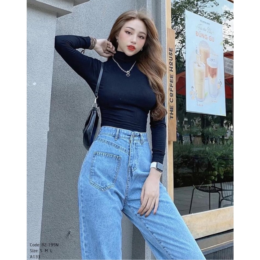 Quần jean nữ cạp cao ống rộng dáng xuông , quần bò nữ ống đứng phong cách ulzzang mềm đẹp co giãn QB1