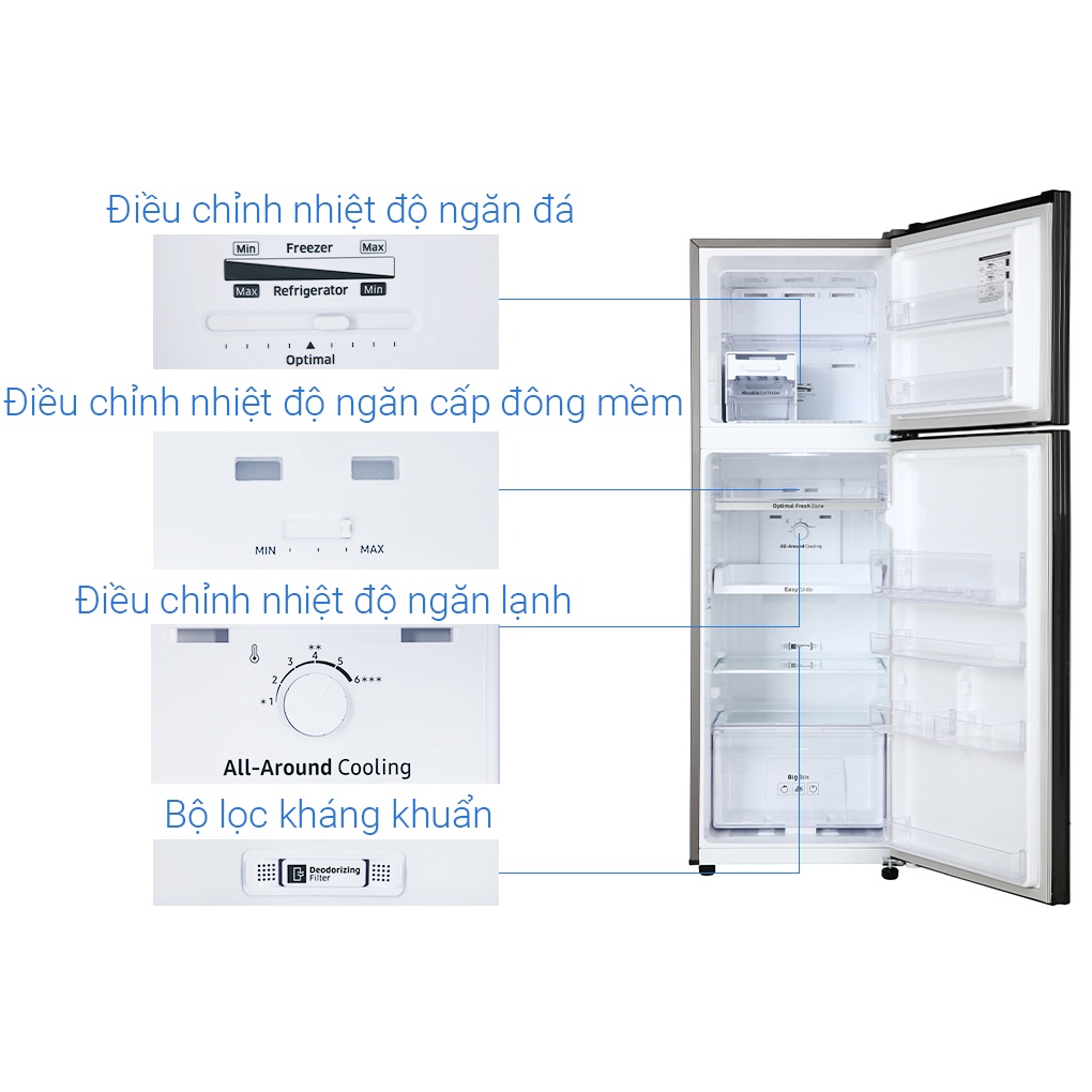 Tủ lạnh Samsung Inverter 256 lít RT25M4032BU/SV (GIÁ LIÊN HỆ) - GIAO HÀNG MIỄN PHÍ HCM