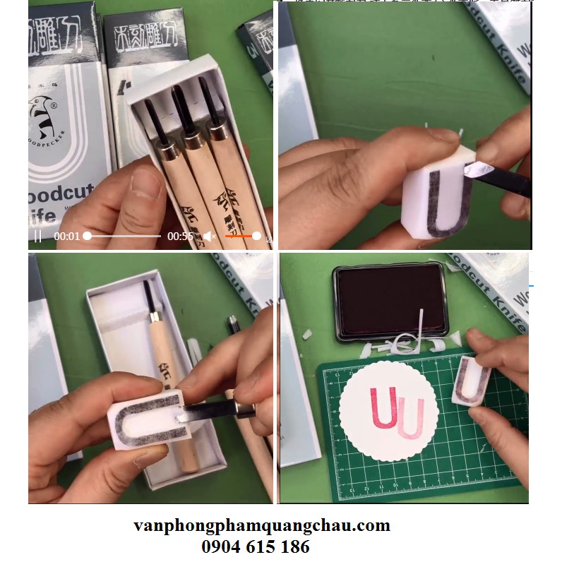 Bộ dụng cụ đục gỗ, khắc gỗ, cao su nghệ thuật (Bộ 03 chiếc)
