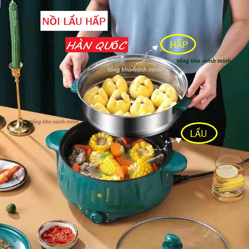 [ SỈ ]Nồi Lẩu Mini, Nồi Lẩu Điện Mini Đa Năng (Cơm, Lẩu, Nấu, Chiên, Xào..) Lớp Chống Dính Teflon Cao Cấp, Công suất lớn