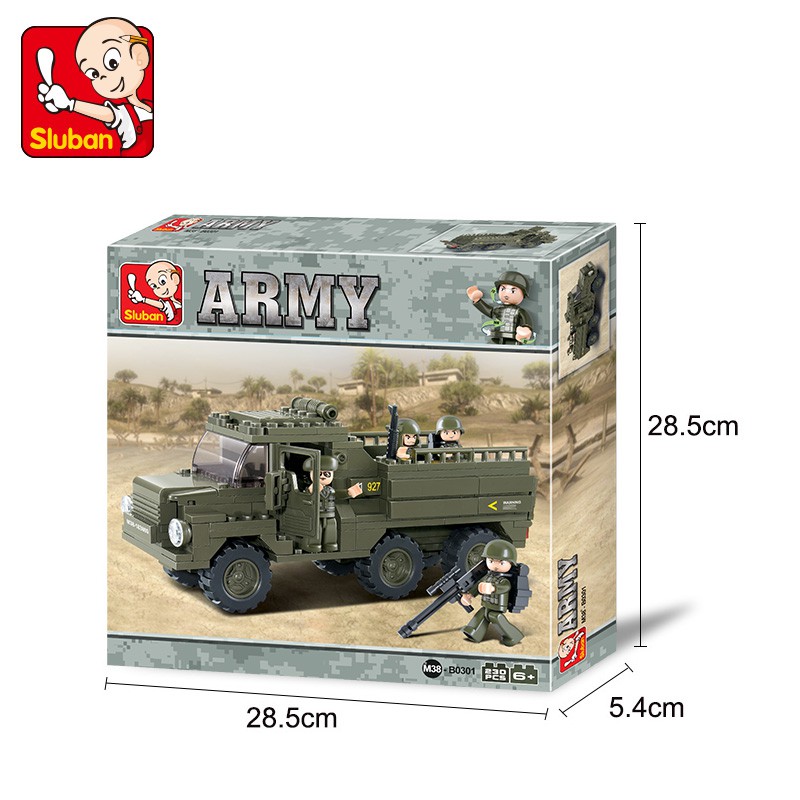 230 PCS Sluban Building Blocks Educational Kids Construction Toy Army APC Tank Military Jeep B0301