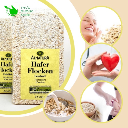 Yến mạch giảm cân Hafer Flocken thương hiệu Alnatura nhập khẩu Đức, ngũ cốc ăn kiêng 500Gr - Thực Dưỡng Xanh