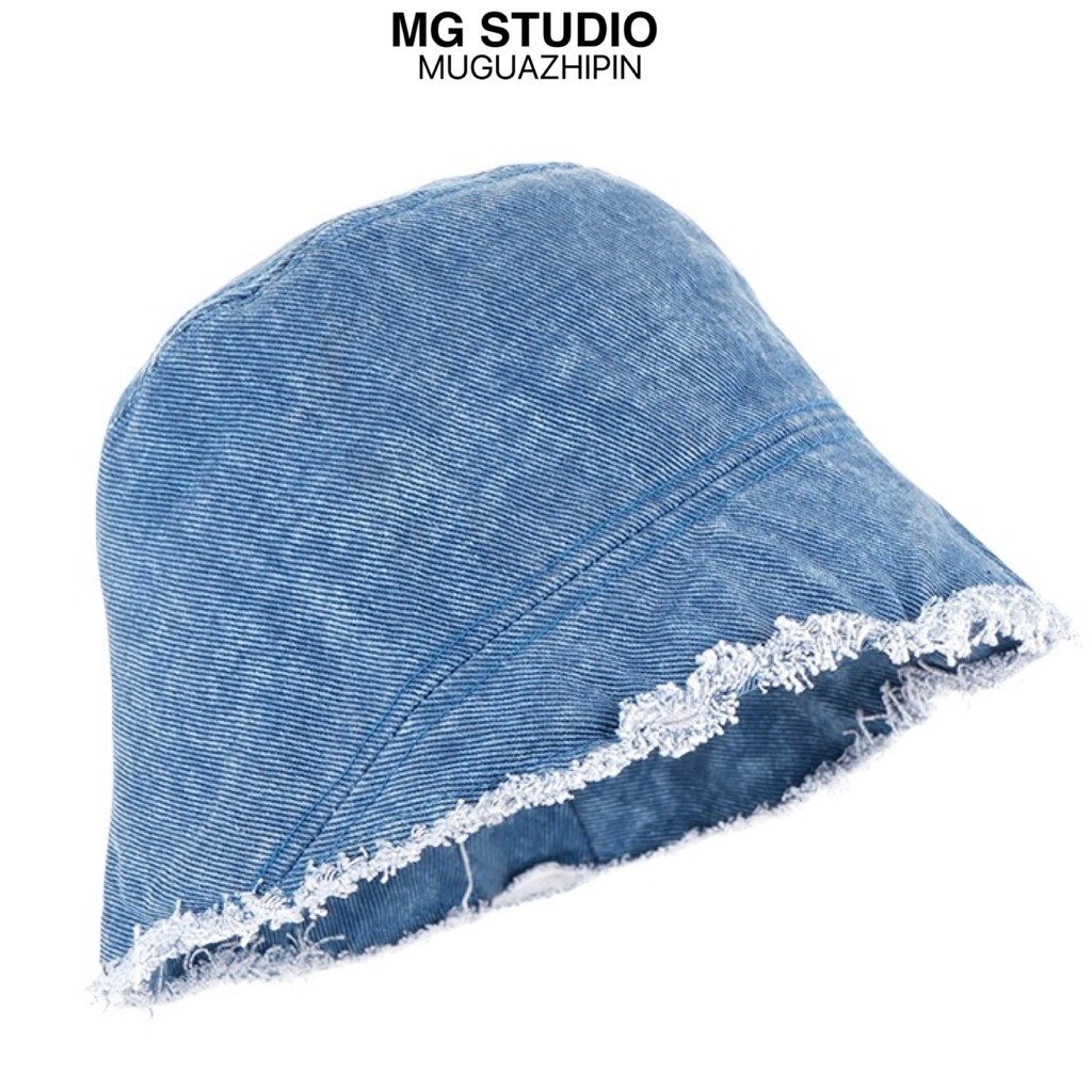 Mũ nồi MG STUDIO vải denim viền rách cá tính