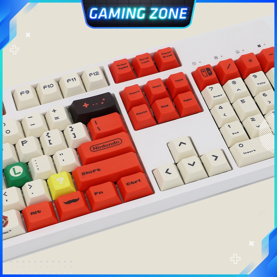 [Mã 33ELSALE hoàn 7% đơn 300K] Keycap bàn phím cơ Retro Mario Đỏ nhựa PBT 127 phím siêu đẹp