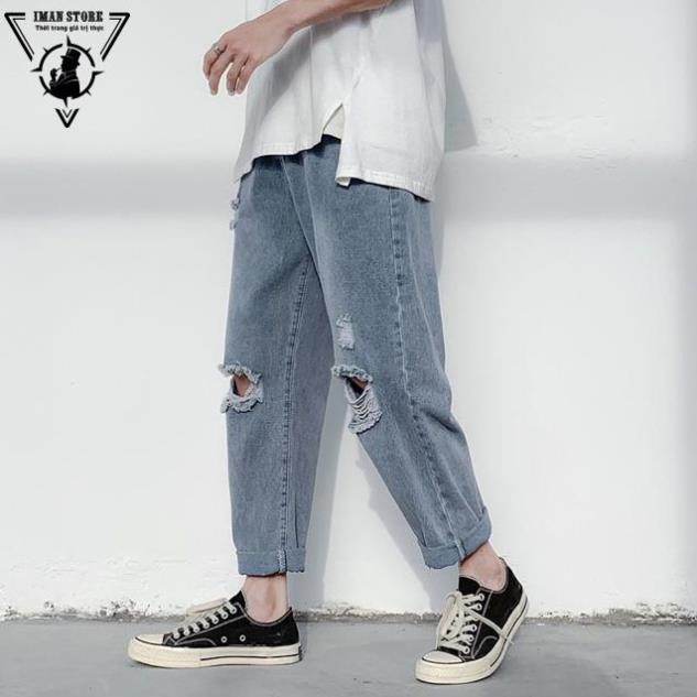 Quần Jeans Baggy Dáng Rách Gối 2020