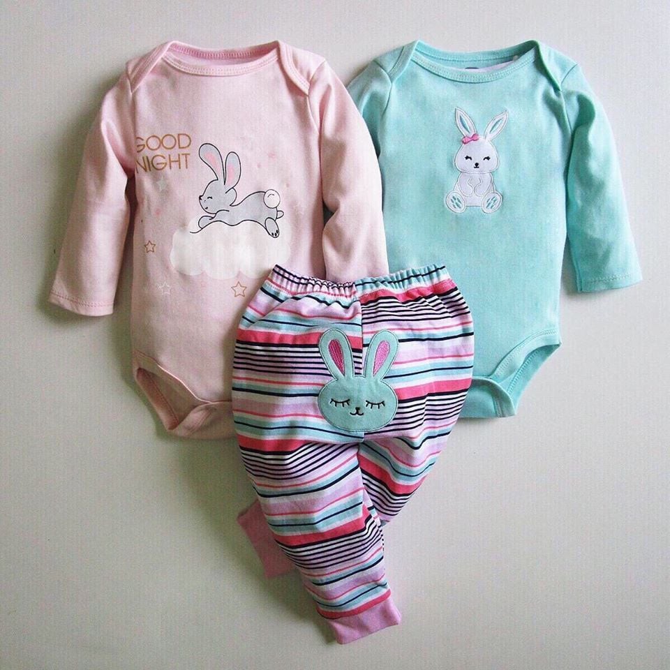 Sét 2body dài tay kèm quần mông thú cho bé yêu size 0-12m