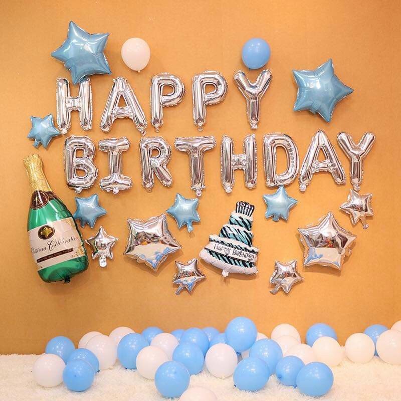 [Ảnh thật] Set trang trí sinh nhật đơn sắc TẶNG KÈM bơm bóng, keo dán tùy combo