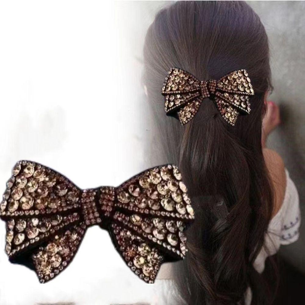 NICKOLAS Kẹp Tóc Nơ Đính Đá Nhiều Màu Sang Trọng Phong Cách Retro Cho Nữ