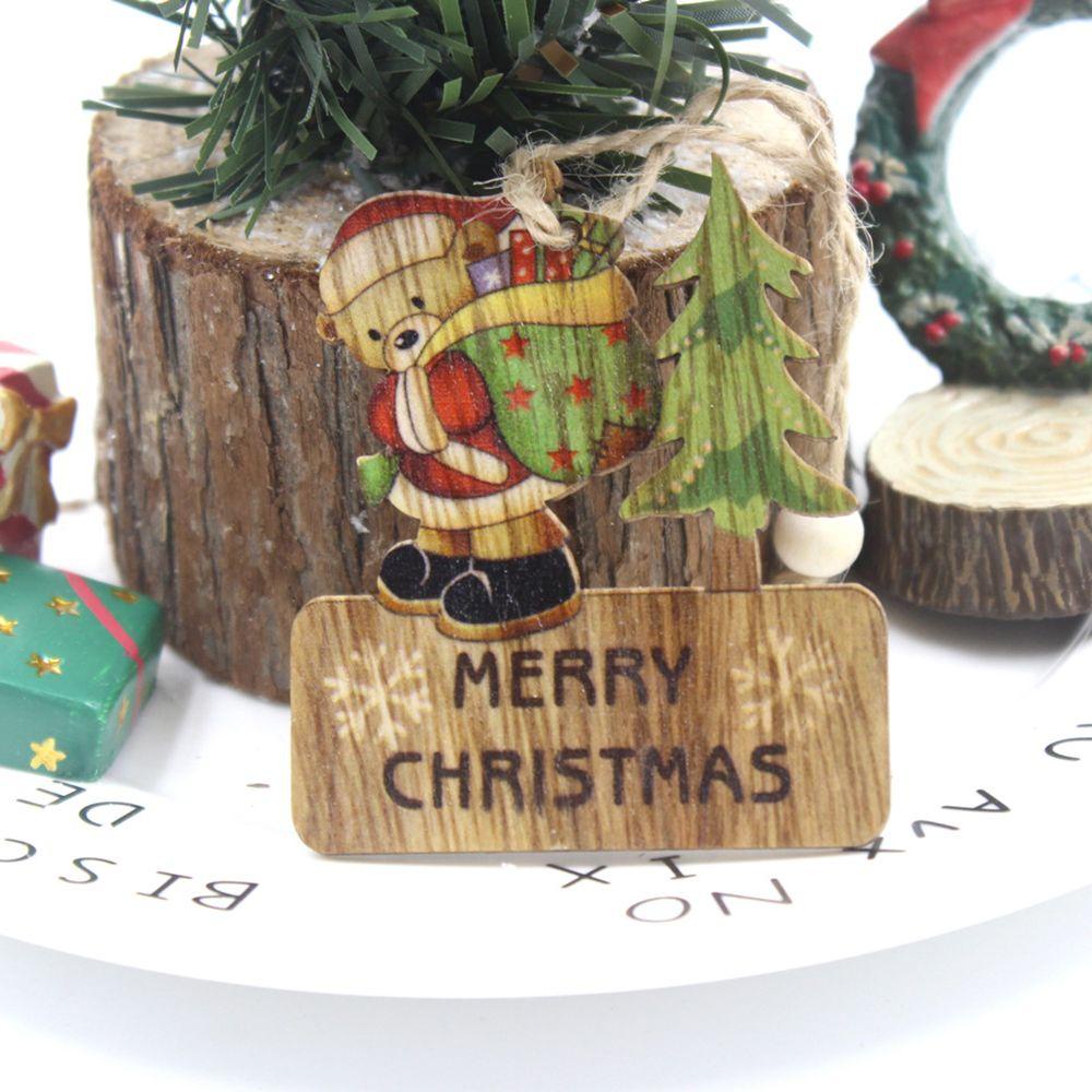 Bộ 3 Phụ Kiện Trang Trí Cây Thông Giáng Sinh Bằng Gỗ Hình Người Tuyết / Gấu / Ông Già Noel DIY