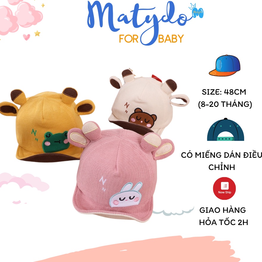 Mũ cho bé gái bé trai MATYDO nón lưỡi trai hình động vật đáng yêu phụ kiện trẻ em