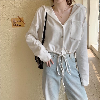 ÁO Croptop Hoodie nỉ tay dài (kèm hình thật)